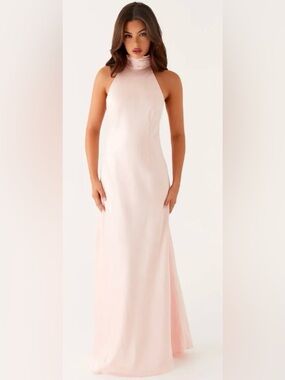 Peppermayo Elegant Blush Halter Neck Maxi Dress